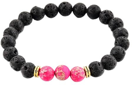 Bracelet Pierre Rose et Pierre de Lave