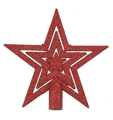 Robelli 20cm Glitter Star Christmas Tree Topper Decoration Ornament (Red)