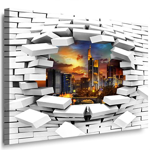 Julia-Art Bilder - Mauerloch 60 x 50 cm Leinwandbild XXL Wandbild Wanddeko modern Kunstdruck Frankfurt am Main 302wl2