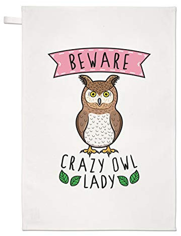 Beware Verrückte Eule Damen Geschirrtuch Spüllappen