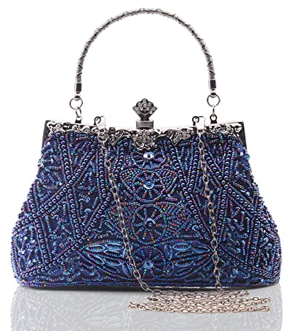 BABEYOND Handtasche Damen 1920s Strass Handtasche Abend Party Clutch Elegante Abschlussball Handtaschen Hochzeit Braut Zubehör (1-Blau)