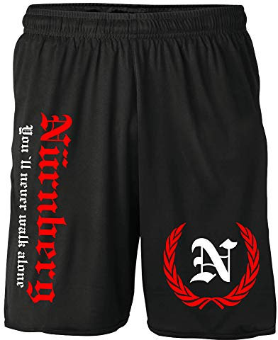 Nürnberg Kranz Shorts | Fussball Sport Sommer Ultras Kurze Hose Sporthose (XXL, Schwarz Kranz M2)