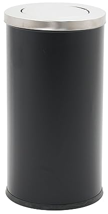Danieli Store - Cubo de Basura 52L para Exteriores en Acero Negro Ø38,5x71,7 cm - Cubo Basura con Tapa Basculante - Papelera con Goma Antideslizante en la Base