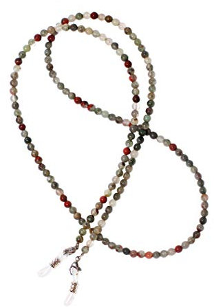 rainbow safety Brillenkette Brillenband Brillenhalter Schlangenkette Natürliche Edelstein Perlen Amazonit Achat Tigerauge Amethyst RC (Afrikanischer Blut Jaspis)