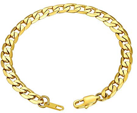 GoldChic Jewelry 6mm Gold Cuban Chain Bracelet For Boys, 316L Stainless Steel Strong Link Bracelets Hip Hop Jewelry, 19cm