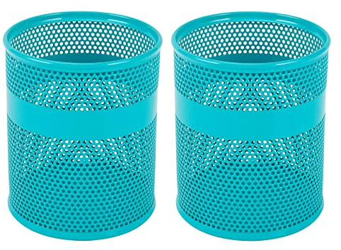 EasyPAG Mesh Desk Tidy Pen Pot Pencil Holder Makeup Brushes Storage Stationery Organiser,Pack of 2,Turquoise