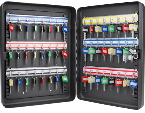 Barska 48-Position Key Cabinet Lock Box with Combination Lock – Adjustable Numbered Hooks, Color-Coded Key Tags, Wall Mount Steel Organizer for Home or Office
