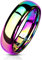 Paula & Fritz® Ring Damen Wolframcarbid Gr. 70 (22,3) Regenbogen 6-mm Breit Kuppelring Herren-Ring Partnerring Ehering Damen-Ring Verlobungsring Tungsten
