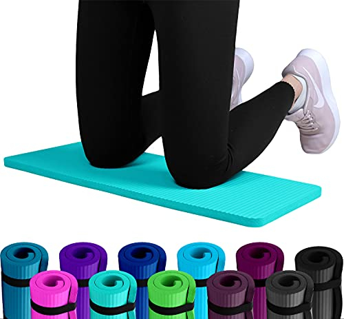 Set: 2 x REFIT FITNESS NBR Fitness & Yoga Pads 25 x 61 x 1,5 cm Türkis + Bänder Sport Kniekissen Fitnessmatte klein Kniepad Bodenkissen rutschfest Yoga Kniematte Sportmatte Knie Matte Kissen Yogamatte