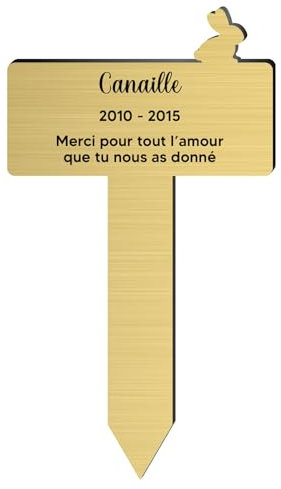 DECOHO - Plaque funéraire Personnalisable pour Animaux Silhouette Couleur Or brossé - Gravure Laser Durable - Lapin Couleur Or brossé - Or