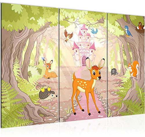 Runa Art Wandbilder Kinderzimmer Tiere Bild XXL Babyzimmer Spielzimmer Grün Beige Baby 120 x 80 cm 3 Teilig 032231a