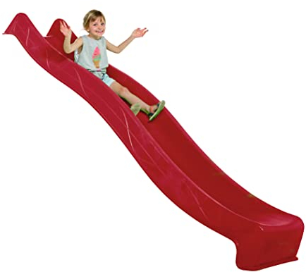 Gartenwelt Riegelsberger Wellenrutsche 290 cm Rot mit Wasseranschluss Anbaurutsche für Podesthöhe 150 cm Kinderrutsche für Spielturm oder Schaukel inkl. Montageschrauben