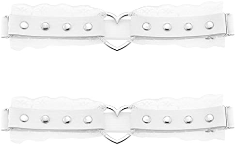Women Girl Leather Heart Garters Leg Ring Belt Punk Studded Lace Elastic Thigh Ring Garters Adjustable