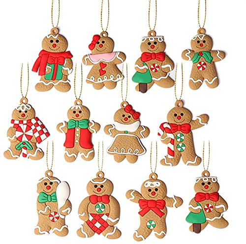 12 Stücke Lebkuchenmann Anhänger Lebkuchenmann Dekoration Lebkuchenmann Figur Christbaumschmuck Set Weihnachtsdeko Figuren Set Weihnachtlicher Baumschmuck Anhänger Für Festliche Home Party Kinder