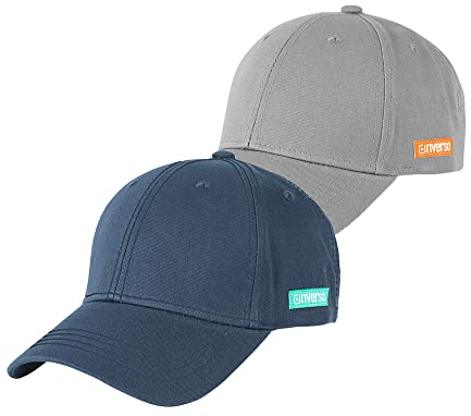 riverso Herren Cap RIVNoel 2er Pack Baseballcap Snapback Kappe Sport Verstellbare Outdoor Mütze Basic Einfarbig 100% Baumwolle Einheitsgröße Grau Blau, Größe:One Size, Farbe:Farbmix Uni 2