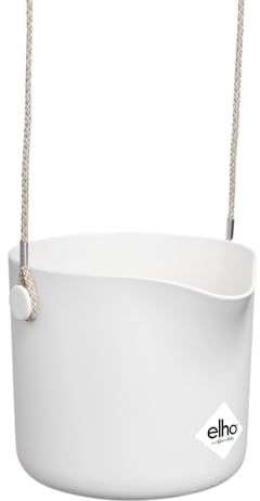 elho B.for Swing 18 - Hanging Plant Pot Indoor - 100% Recycled Plastic - Ø 18.0 x H 16.5 cm - White/White