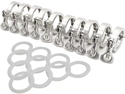 UVERLY 1.5 2 2.5 3 3.5 4 Stainless Steel Sanitary Tri Clamp Clamps Clover For Ferrule SS304 (Color : 10pieces, Size : 4 Inch)