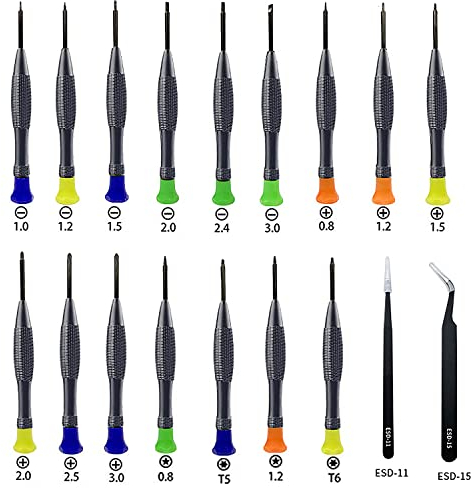 WANYIG Kleine Magnetische Schraubendreher Set, Uhrmacher Schraubendreher Set mit Torx Pentalobe Kreuzschlitz Schlitz-Schraubendreher Pinzetten für PC iPhone Uhr Schmuck Brillen (18 Teiliger)