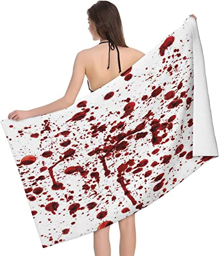 DENSUL Horror Spritzer Blut Grunge Strandtuch Hochsaugfähige Mikrofaser Stranddecke Weiche Badetücher 80X130 cm