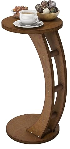 OHANA Beistelltisch Holz - Beistelltisch C Form - Sofatisch Kleiner Tisch Rund - Beistelltisch Rund - Couchtisch Klein - Beistelltisch Couch