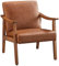Yaheetech Gepolsterter Loungesessel Cocktailsessel Esszimmerstuhl Polstersessel Massivholzstruktur fürs Wohnzimmer/Gästezimmer/Büro/Wartebereich, Kunstleder, braun