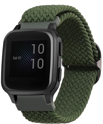 kwmobile Fascia compatibile con Garmin Venu Sq 2 Music/Sq 2 - Cinturino Smart-Watch Fitness-Tracker Nylon verde scuro ca. 14-22 cm