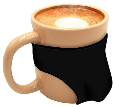Mad Monkey Witzige Penis Tasse Willy mit anziehbarer Unterhose – Scherztasse mit Penis Motiv, Hautfarben
