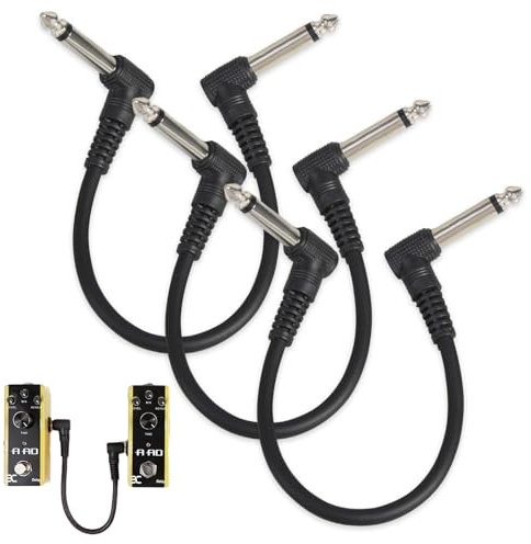 Cozevdnt Guitar Patch Cable, 3 Pcs Black Guitar Pedal Cable Effect Cable Cord, Guitar Effect Pedal Cables Noiseless, TS Mono Cords for Guitar/Bass Effect Pedals