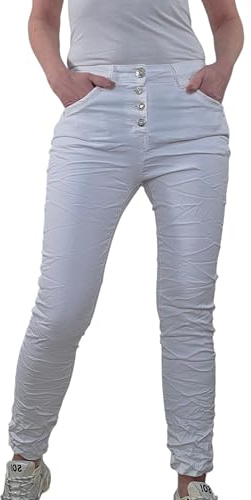 Karostar Dam stretch jeans | boyfriend byxor med dekorativa smyckesknappar | Mid Rise 5 fickor denim byxor