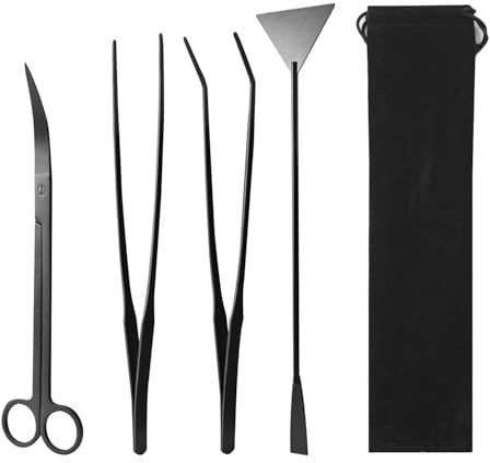 4 in 1 Stainless Aquascaping Tools - Aquarium & Terrarium Scissors, Tweezers, Spatula - Aquascape Set for Fish Tank
