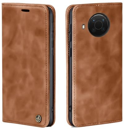 LBH Handyhülle für Nokia X10 / X20 in Hellbraun mit Karten- und Geldfach Smartphone Hülle mit Standfunktion Flip Case Schutzhülle Magnetverschluss Vintage