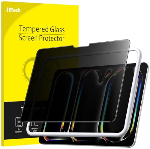 JETech Privacy Pellicola Protettiva per iPad Pro 11 Pollici M4 (2024) con Strumento di Installazione Facile, Anti-Spy in Vetro Temperato Film, Pacco da 1