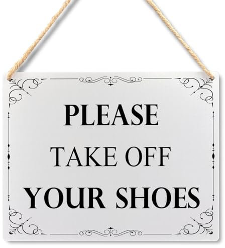 Ryeolo Please Take Off Your Shoes Sign, Shoes Off Wooden Plaque Signs Wall Hanging, Please Remove Your Shoes Sign for Front Door, Take Shoes Off Sign for Front Door, 10.2x7.8 Inches