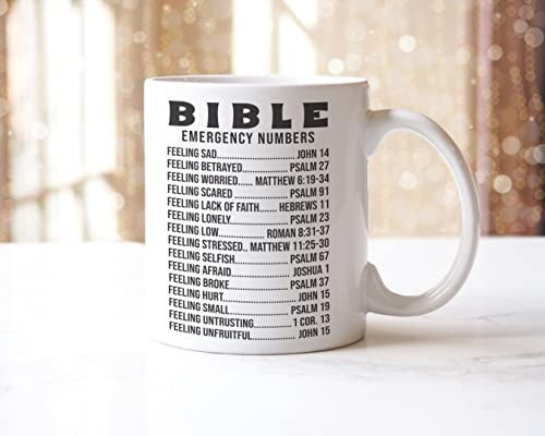 Bible Emergency Numbers Mug & Coaster Gift Set Christian Cup Bible Verse Mug