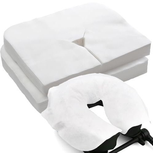 KIBERTIC - 50 Stück Einweg Nasenschlitztücher Massageliege 40x31cm, Gesichtsauflage für Massageliege, Massage Zubehör, Massageliege Auflage, Weich und Reißfest, Universelle Größe, Ideal für Spa