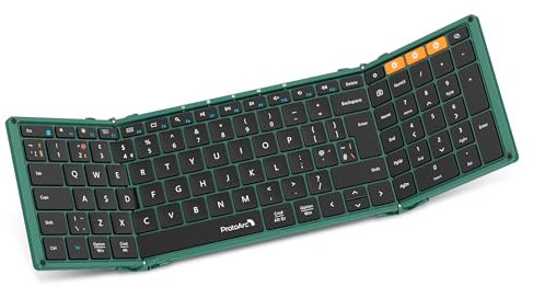 ProtoArc Foldable Bluetooth Keyboard with Number Pad | XK01 Full-Size Folding Portable Keyboard for Windows iOS Android Tablet | QWERTY UK Layout - Black & Green