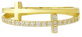 JC Schmuck Echt 585 Gold Damen Ring Kreuzring Schmuckring Kreuz mit Zirkonia Steine Design in Gelbgold Größe wählbar Schmuck für Frauen Unisex | Made in Germany I 8154