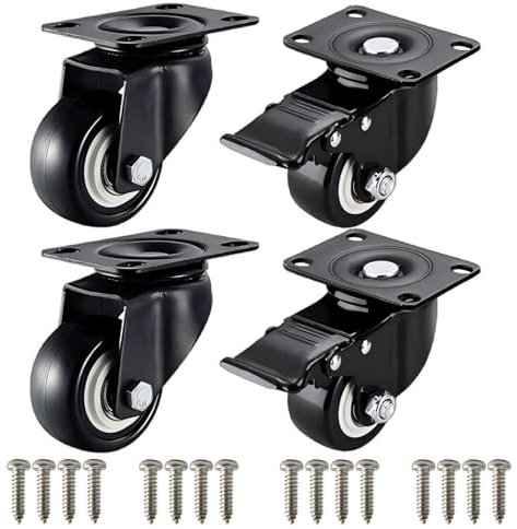 CYILIUEN 320 kg Last Schwere Möbelrolle 2.5 Zoll 63 mm mit 304 Edelstahl M8 Schrauben Schwarze Rollen Drehbar für Innen- und Außenbereich