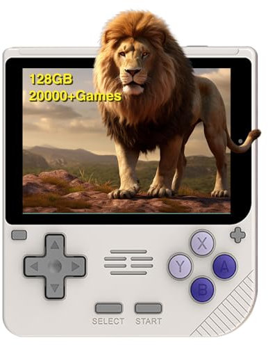 Retro Handheld Game Console for Powkiddy V10, 3.5 Inch IPS Open Source Linux System Handheld Console, 10+ Emulators 3000mAh Battery Emulator Console Support Controller, 128GB 20000 Games-Grey