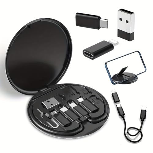 Endxedio Humorous 9 in 1 Cable Case,9 in 1 Cable Case Kit,USB C Multi Charging Cable 60w Fast Charge,Charging Adapter Cable Kit for Travel Work Outdoor Business Trip (Black)