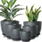 Duscdesp 25/23/20/18/16/12cm Plant Pots Indoor 6 Pcs Large Indoor Plant Pot,Flower Pot House Plastic Plant Pots,Plant Pot Outdoor with Drainage Holes and Saucer for Plant Flower(Green)