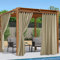 PONY DANCE Balkon Vorhang Outdoor Wetterfest 2er Set H 240 x B 140 cm Outdoor Gardinen Wasserdicht Outdoorvorhänge mit Abnehmbaren Schlaufen Pavillon/Terrasse Vorhänge, Taupe