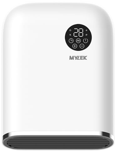 MYLEK Bathroom Heater 2KW Downflow Over Door Or Wall Air Curtain Electric And Fan with Thermostat, LED Display, Timer, Lot20 Compliant (2000W White)