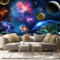 Cosmic Elements Including Galaxies and Earth - Custom Size Wall Murals Self-Adhesive Removable Large Photo Wallpaper for Living Room, Bedroom, Bathroom, Office, Dining Room, Children's Room
