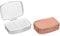 kwmobile 2x Edelstahl Tablettenbox mit 2 Fächern - 5,5 x 4 x 1,5cm - Pillendose klein Tablettendose - Tragbare Pillenbox Metall Medikamentenbox Dose in Silber Rosegold