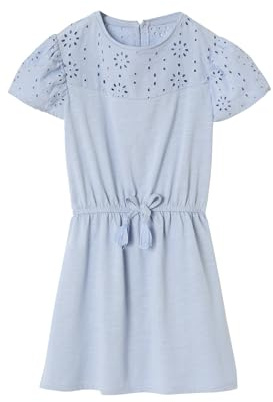 Vertbaudet Mädchen Kleid mit Lochstickerei hellblau 98/104