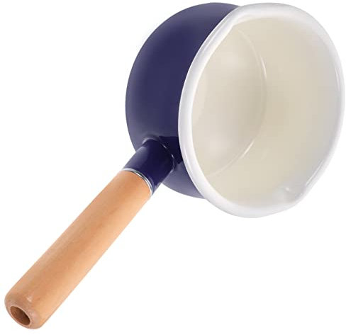 CHFYIJYHM Enamel Milk Pot Enamelware Saucepan Pan Mini Simmer Pot Stew Pot Enamel Melting Pot Enamel Milk Pan Stove Milk Pot Enamel Stockpot Casserole Pot Thicken Noodle Pot Wood -A||29.5X15.5X9CM
