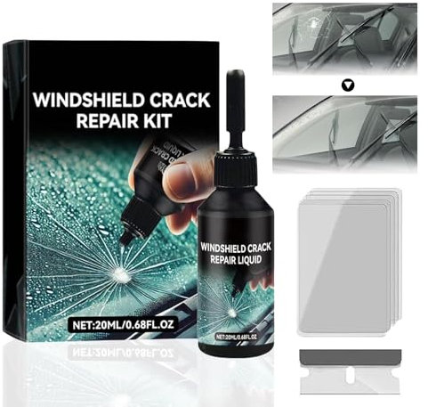 Kit Reparation Pare Brise,Kit Réparation Verre,Efface Rayure Pare Brise,Colle Pare Brise Voiture,Kit de Réparation de Verre Fissuré pour Toile D'araignée, étoile, Entaille,Croissant de Lune Demi