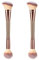 Lot de 2 Pinceau de Maquillage à Double Extrémité,Pinceau Fond de Teint 2-en-1,Pincea de Maquillage,Pour une Application Uniforme du Maquillage,pour Fond de Teint,Blush,Surligneur,l'Isolation
