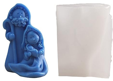 PANGBOER Stampo in silicone per statua della natività religiosa, per candele, gesso, resina epossidica, ornamento da tavolo